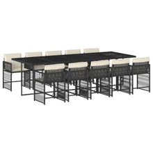 Todiikf 11 Piece Garden Dining Set Black Poly Rattan Outdoor Furniture with Large Tempered Glass Table and Foldable Chairs for Patio Backyard Terrace Balcony Seating for 10