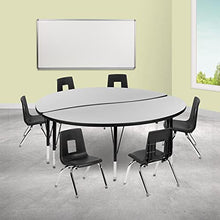 Flash Furniture Emmy 60" Circle Wave Activity Table Set with 12" Stack Chairs Grey
