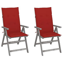 hliofuir 2-Piece Reclining Patio Chairs with Cushions Acacia Wood