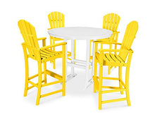 POLYWOOD® Palm Coast 5-Piece Round Bar Set in Lemon/White