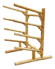 Log Kayak Rack 4-place One-sided Kayak and SUP Rack Natural