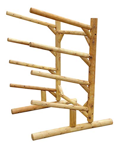 Log Kayak Rack 4-place One-sided Kayak and SUP Rack Natural