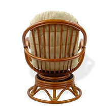 Wickerix Bali Lounge Swivel Rocking Chair with Cream Cushion Natural Rattan Wicker Handmade, Colonial