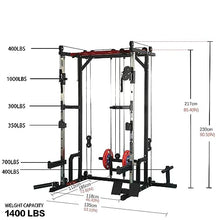 AiAigpt Squat Rack Power Cage with LAT Pulldown 1400 lb Capacity Orange+Black