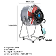 KUYBTU Outdoor Industrial Misting Fan with Wheels, Adjustable Speed for Cooling in Workshops, Patios, Warehouses, Factories, and Garages-55cm/22in