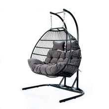 YuanDesign Folding Double Swing Chair w/Cushion