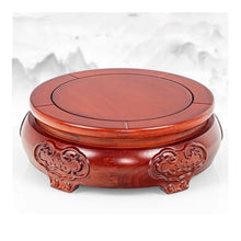 LUYOUBOZHU Vase Stand Round Wood Pedestal Display, Relief Sculpture Brackets, for Indoor Bonsai Teapot Vase(Large)