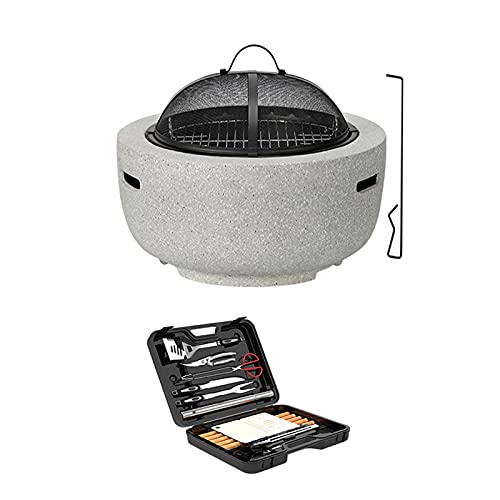 SLGGPJBU Outdoor Fire Pit Outdoor Heaters BBQ Fire Pit Grill Firepit Bowl Backyard Patio Garden Fireplace with Grill Grate 3 in 1 Fireplace for Bonfire Barbecue