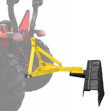 Hipicute 5 Ft Landscape Rock Rake, 3 Point Attach Rake with 360 Degree Rotation Tow-Behind Garden Tool for Compact Tractors, Category 1