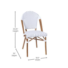Flash Furniture Lourdes Indoor/Outdoor Commercial Bistro Set - Tempered Glass Top Table with 4 Chairs - White & Gray Rattan/Natural Frame