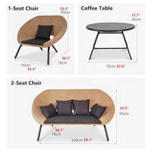 KPHYMOD Outdoor Patio Furniture 3 Piece Set, with 2 Chairs and Coffee Table for Porch, Poolside, Backyard, Balcony