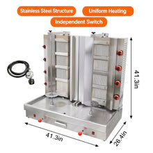 EQCOTWE Commercial LPG Gas Shawarma Machine Rotary Gyro Kebab Grill 110V