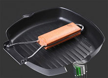 Folding barbecue roasting pan outdoor portable BBQ square steak picnic non-sticky teppanyaki grill pot(24cm)