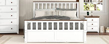 FAVSH Queen Size Wood Platform Bed with Drawers White/Walnut