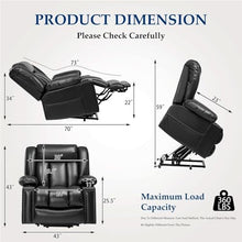 KTYUERGHK Large Heated Massage Power Lift Recliner with USB-C Port, Black