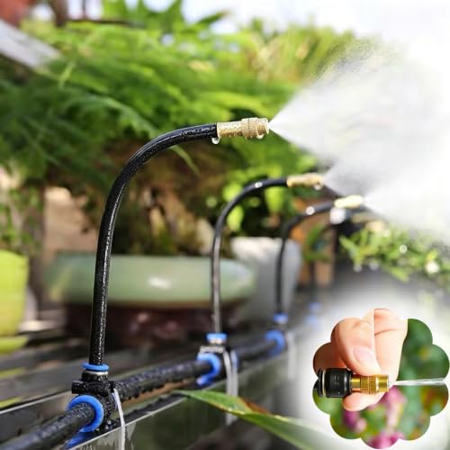 360 Adjustable Water Flow Drip Irrigation System, Vacation Plant Watering Devices for Multiple Pots Outdoor/Indoor, Small Yard Sprinkler Kit for Lawn