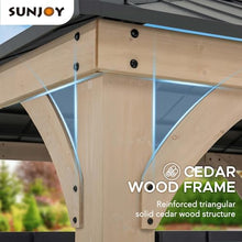 SummerCove 11x11 ft. Hardtop Cedar Wood Gazebo with Steel Roof and Bar Shelf Matte Black