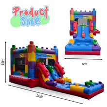 Inflatable Water Slide Bounce House Combo with Dual Lanes, Basketball Hoop, and Splash Pool | 26ft x 12ft x 12ft | Commercial Grade Backyard Water Park | Blower and Storage Bag Included