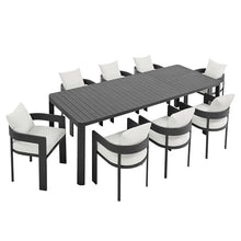 Modway Tahoe Aluminum 9-Piece Patio Dining Set in Gray White