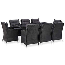 AJSEOYBS Outdoor Patio Set,Outdoor Garden Furniture,9 Piece Patio Dining Set Poly Rattan Black,for Deck, Patio, Garden, Poolside, Backyard