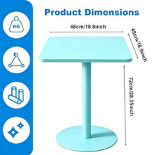 Yopappol Commercial Blue Square Cafe Table, Heavy Duty Single Leg Bistro Table for Coffee Shop Milk Tea Store Restaurant Reception Area(48x48x72cm)
