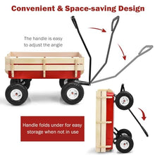 Outdoor Garden Cart Heavy Duty Utility Wagon Garden Dump Cart with Removable Wooden Side for Lawn Camping