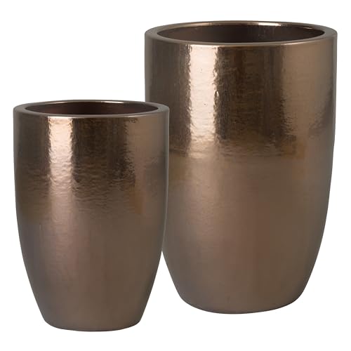 Emissary Gold Stoneware Round Planters Set of 2 23in L x 32in H