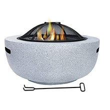 SLGGPJBU Patio Steel Fire Pit Bowl,Wood Burning Fire Pit, Imitation Marble Brazier,Multi Funct Outdoor Fireplace, for Barbeque Backyard Picnic Camping Bomfire 23.6In