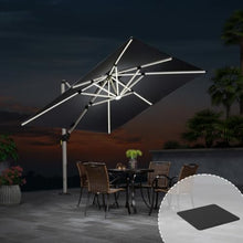 108'' Square Lighted Cantilever Umbrella With Steel Plate Base,Gray