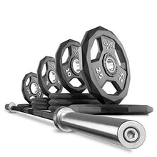 XMark Black Diamond Olympic Weight Plates and Barbell Set