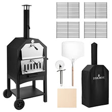 Outdoor Pizza Oven Wood Fire Wood Fired Pizza Oven for Outside with Waterproof Cover, 12" Pizza Stone, Pizza Spatula and 4pcs Grill Rack by DNKMOR