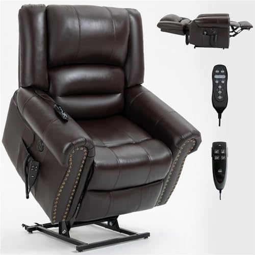 UOPYNE Dual Motor Power Lift Recliner with Massage Heat & Lay Flat