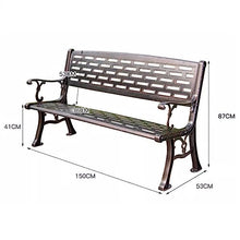 GVBNOTT Porch Chairs Garden Bench Outdoor Patio Bench, 3-Person Durable Outside Garden Park Bench, Vintage Copper Cast Aluminum Outdoor Seats for Garden, Courtyard, Backyard Outdoor Bench