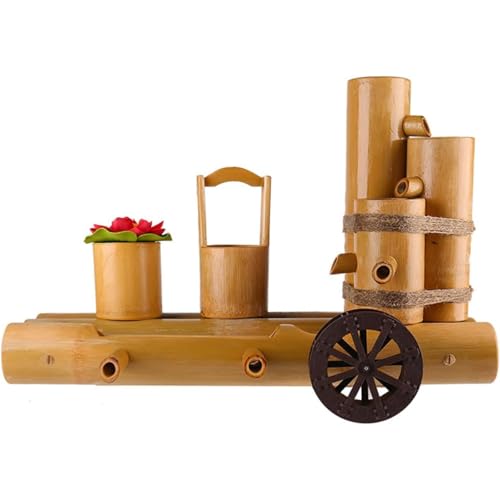 GenSDH Bamboo Fountain Kit, Bamboo Fountain Decor, Water Spout with Pump, Garden Decoration, Feng Shui Zen Water Fountains, Flowing Water View, for Patio Yard, Pond, 25.6In,29.5in