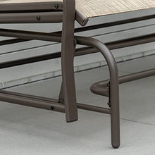 Kaimei Outdoor Glider Loveseat with Table, Metal Patio Bench for 2 People, Breathable Mesh Seats, Backyard Porch Seating