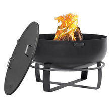 Ignition XXL Extra Large Handcrafted Fire Pit with Black Cover Lid and Wood Burning Fireplace for Backyard Bonfire Campfire for Outside, Extra Large Depth Outdoor 32" Steel Firepit, by Good Directions