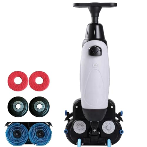 SDdPulse Electric Floor Cleaner - Walk-Behind Commercial Scrubber and Polisher with 360° Rotation, 400W Brush Power, Dual Tanks, Covers 13,000 Sq Ft,White