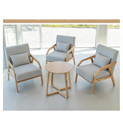 JOSOGO 3-Piece Outdoor Indoor Seating Set, Water-Resistant Solid Wood Frame with Fade-Proof Light Gray Cushions for Garden & Reading Nook(6)