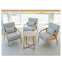 JOSOGO 3-Piece Outdoor Indoor Seating Set, Water-Resistant Solid Wood Frame with Fade-Proof Light Gray Cushions for Garden & Reading Nook(6)