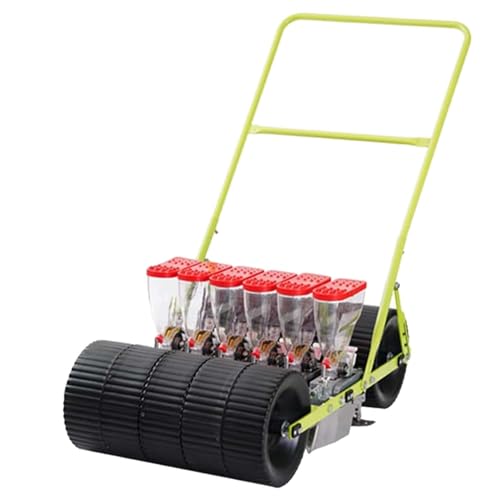 Manual Hand-Push Garden Seeder, Single Row Seeder Planter, Precise Sowing Fertilization Portable Seeding Machine for Corn Cotton Soybean Peanut Planting(Line 6)