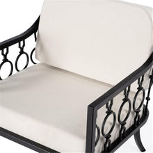 Home Square Iron Upholstered Outdoor Lounge Chair in Black - Set of 2