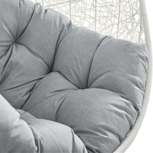Modway Hide Wicker Rattan Sunbrella® Outdoor Patio Porch Lounge Egg Swing Chair Set with Stand in White Gray