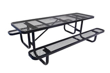 LifeYard Heavy Duty 8' Rectangular Metal Picnic Table with Umbrella Hole, 96" L x 62" W, Expanded Metal, (Black)