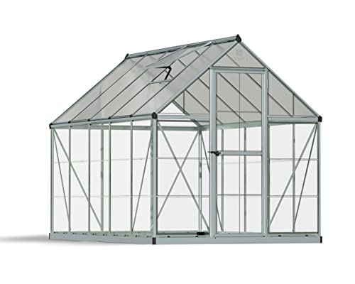 Palram - Canopia Hybrid 6' x 10' Polycarbonate Aluminum Greenhouse, Silver