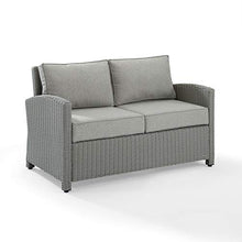 Grey Wicker Loveseat Traditional Removable Cushions