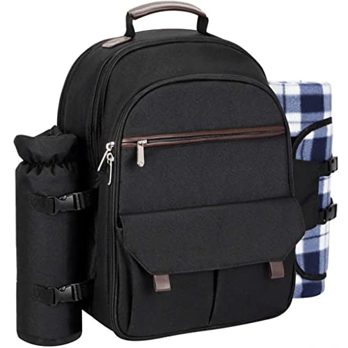 WJJDLLNP 4-Person Picnic Backpack Portable Outdoor Camping Ice Bag With Refrigerated Compartment Tableware Set