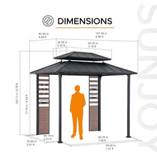 Sunjoy 7 x 9 ft. Grill Gazebo 2-Tier Hardtop Pergola with Ceiling Hooks and Storage Shelves Black