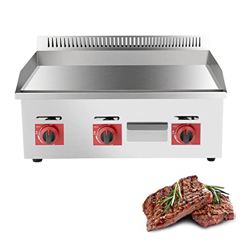 Gas Griddle, Commercial Countertop Grill, Large Stainless Steel Nonstick Griddle, Kitchen Fried Pans, BBQ Grill Barbecue Bacon Egg Fryer, Independent Temperature Control for Home Commercial,720b