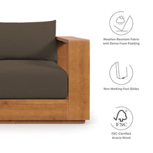 Modway Tahoe Acacia Wood 5-Piece Outdoor Patio Furniture Set in Natural Cocoa - Includes Lounge Chair and Sofa with Weather-Resistant Cushions, Plus Coffee Table