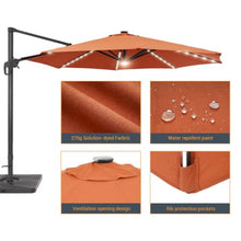11' Lighted Cantilever Umbrella with Crank Lift Counter Weights Included